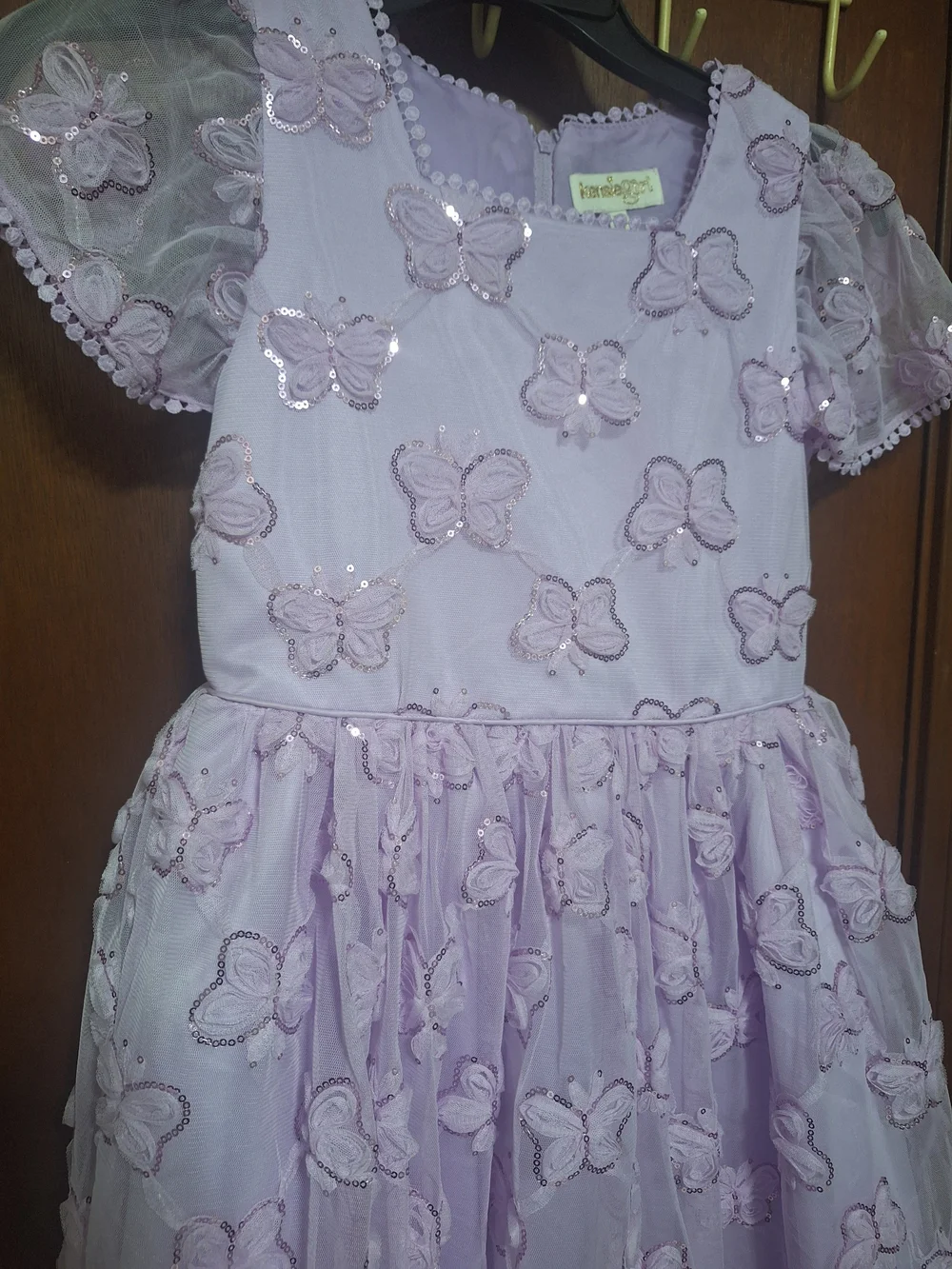 Kensie Girl Lavender Butterfly Appliqué Party Dress